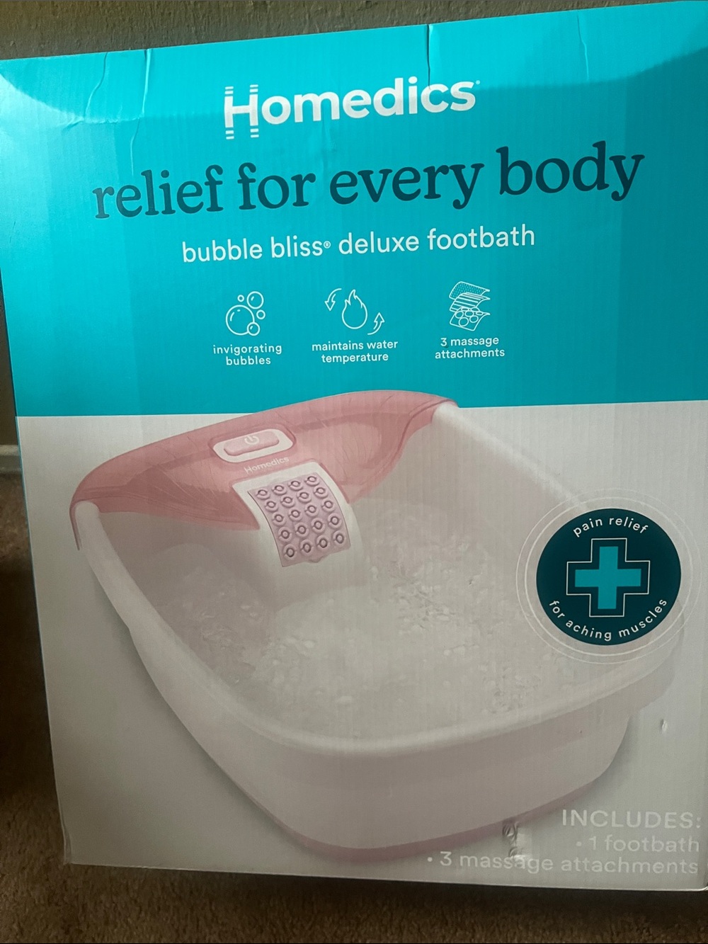 Homedics Pink & White Bubble Bliss Deluxe Footbath